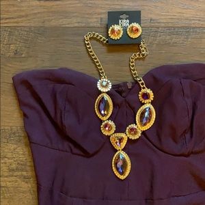 Lulu’s Plum Strapless Dress with Matching Jewelry